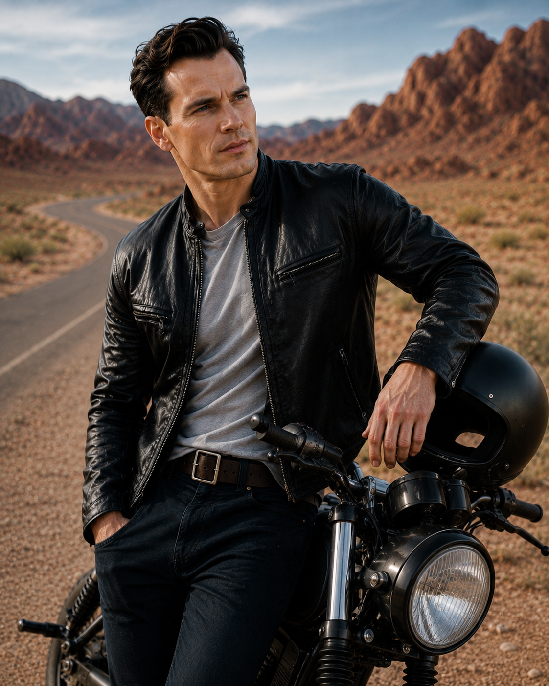 Fashion Biker Henry Cavill Black Leather Jacket