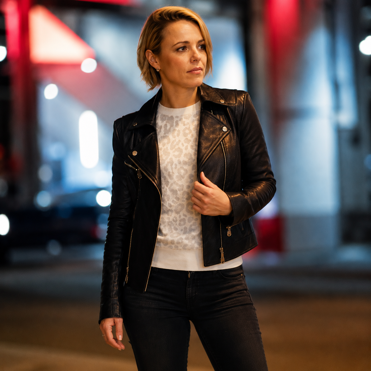 Rachel McAdams Toronto Black Leather Jacket