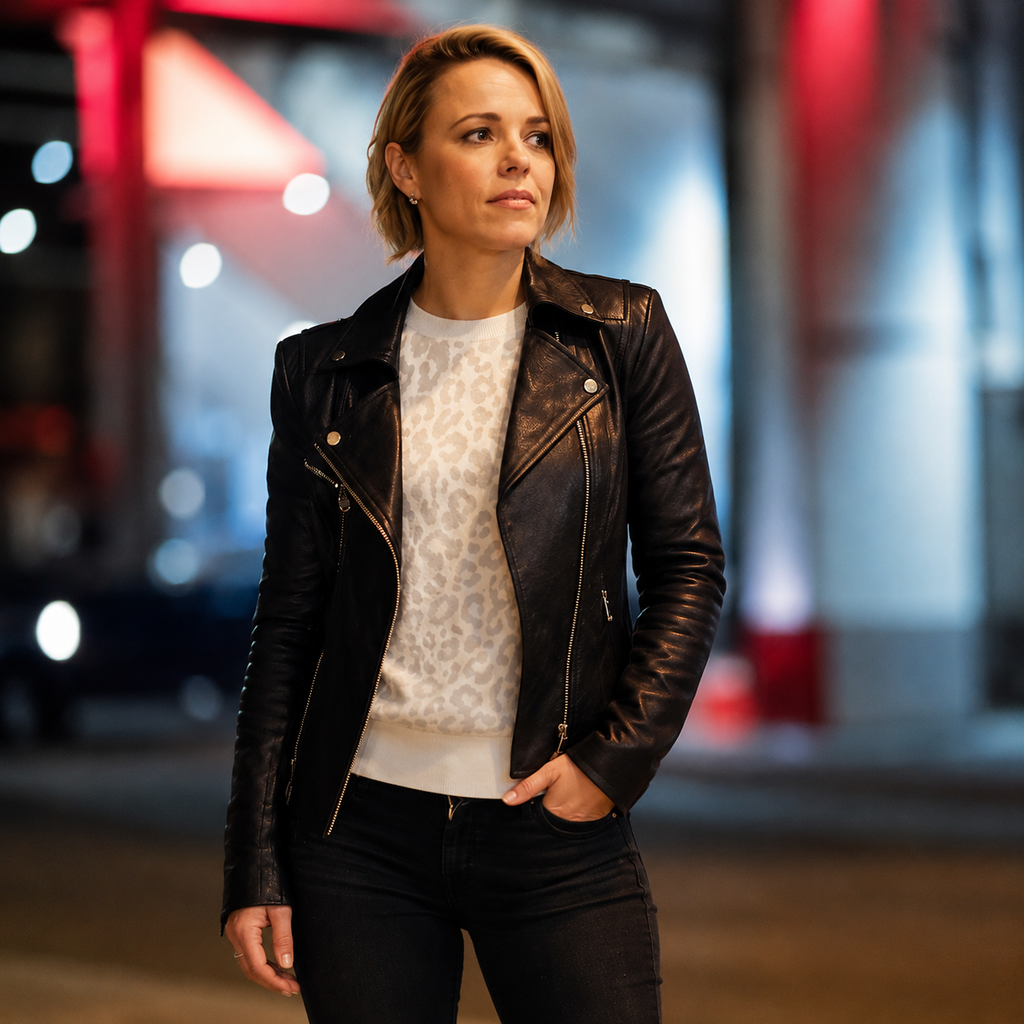 Rachel McAdams Toronto Black Leather Jacket