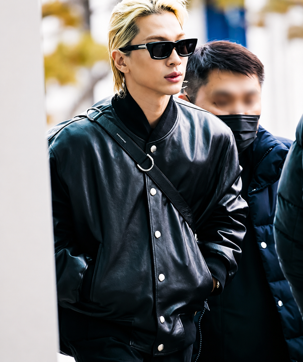 V Taehyung Black Bomber Leather Jacket