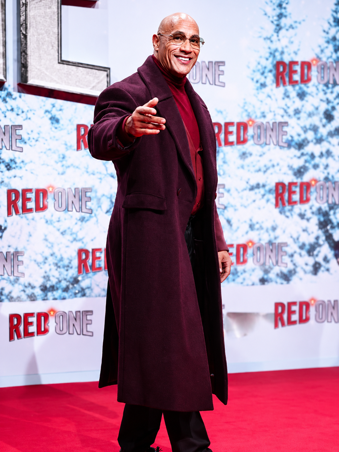 Dwayne Johnson Red One Berlin Premiere Burgundy Wool Coat