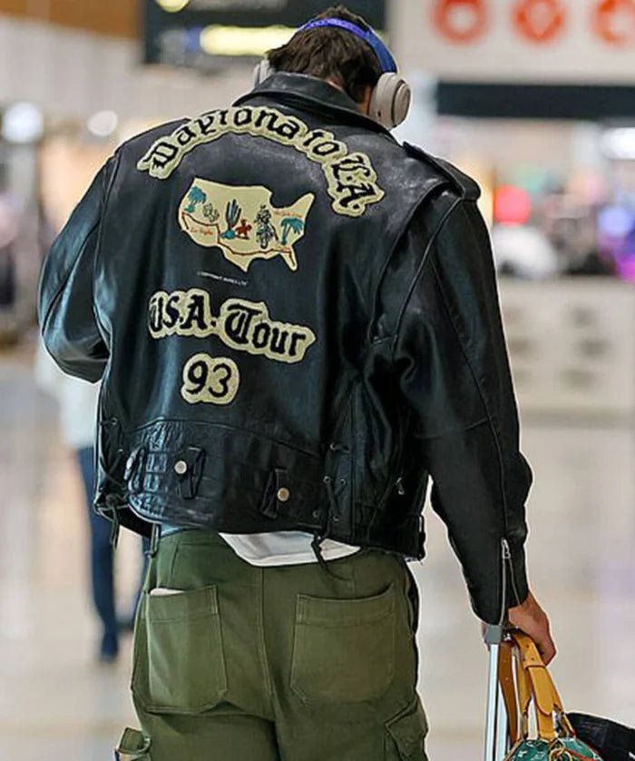 Jacob Elordi Inspired Black Motorcycle Leather Jacket