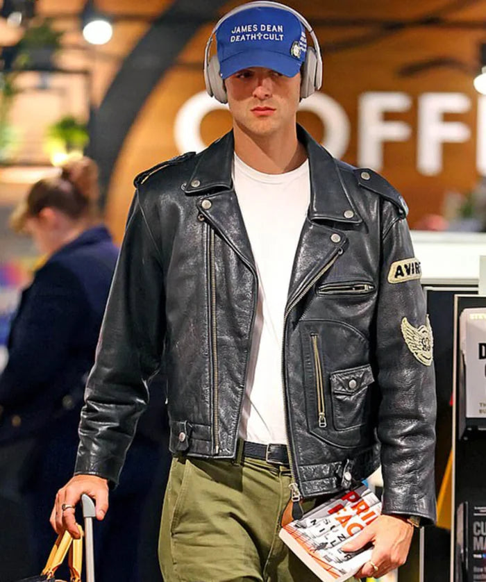 Jacob Elordi Inspired Black Motorcycle Leather Jacket