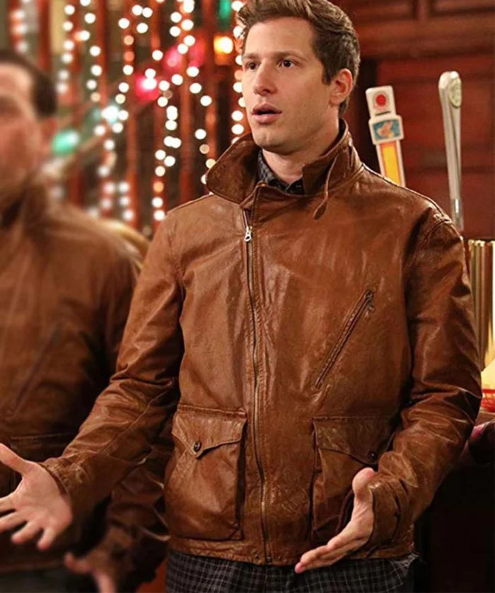 Hollywood Jackets Andy Samberg Brooklyn Nine-Nine S04 Brown Leather Jacket