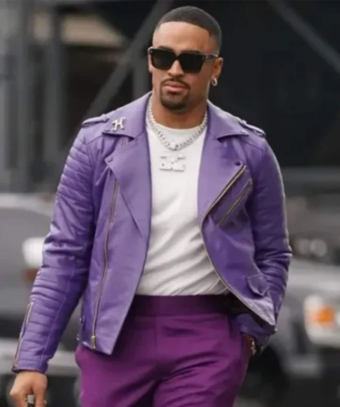 Jalen Hurts Inspired Purple Leather Jacket