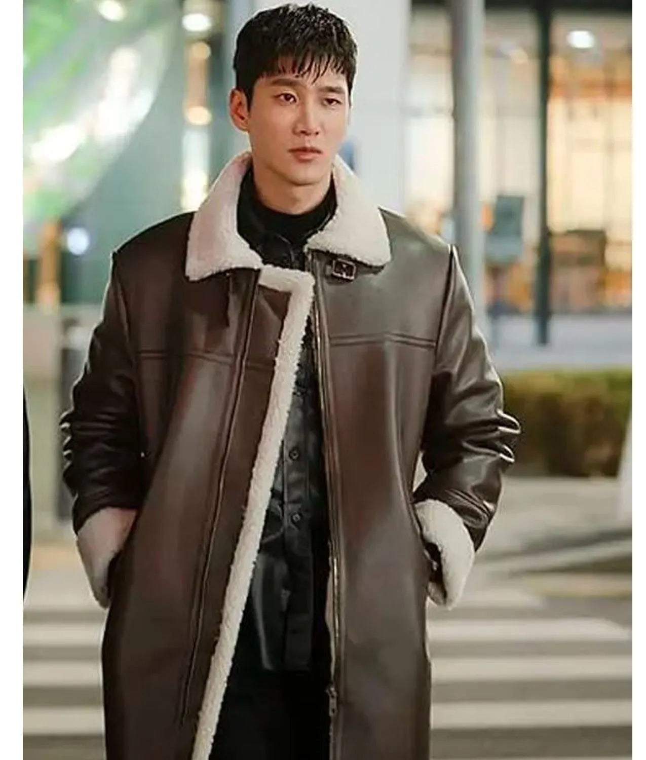 Hollywood Jackets Itaewon Class Ahn Bo-hyun Brown Shearling Leather Coat