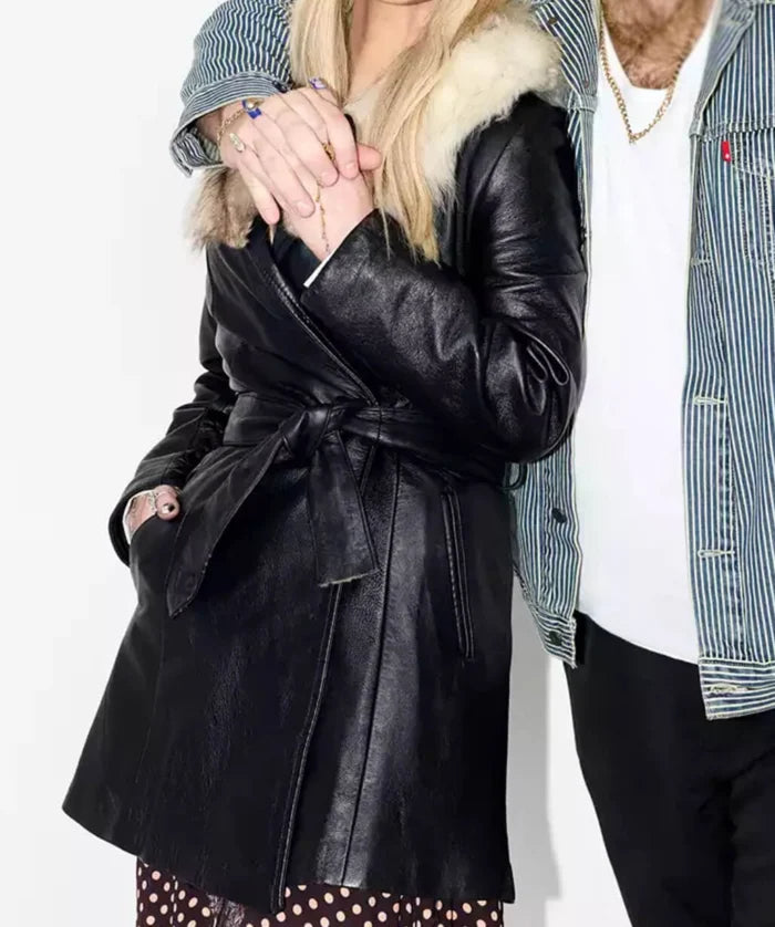 Hollywood Jackets Jessica Simpson Black Leather Fur Coat