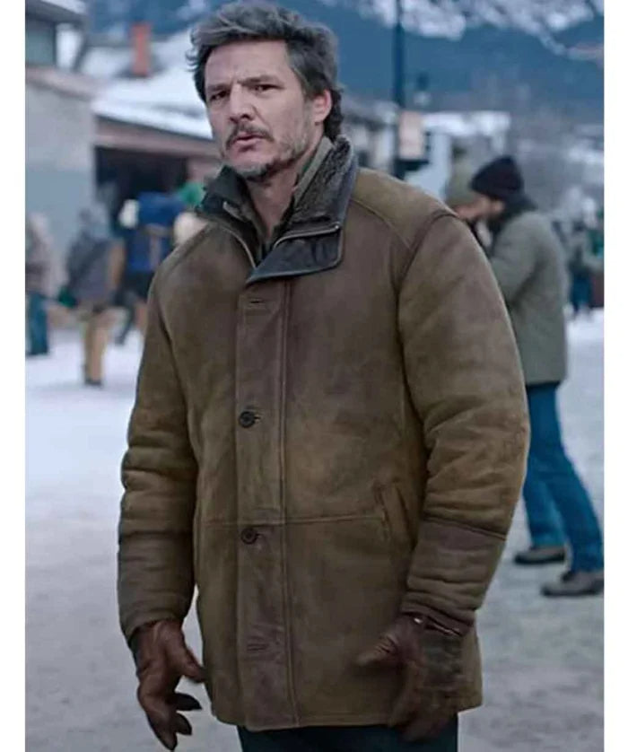 Hollywood Jackets The Last of Us Joel Miller Brown Shearling Leather Jacket