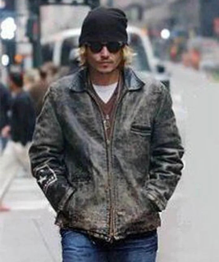 Johnny Depp Distressed Brown Leather Jacket