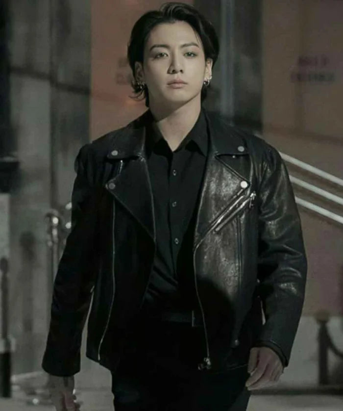 Jungkook Inspired Black Biker Leather Jacket
