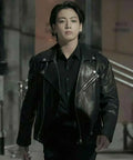 Jungkook Inspired Black Biker Leather Jacket – Genuine Leather Moto Jacket