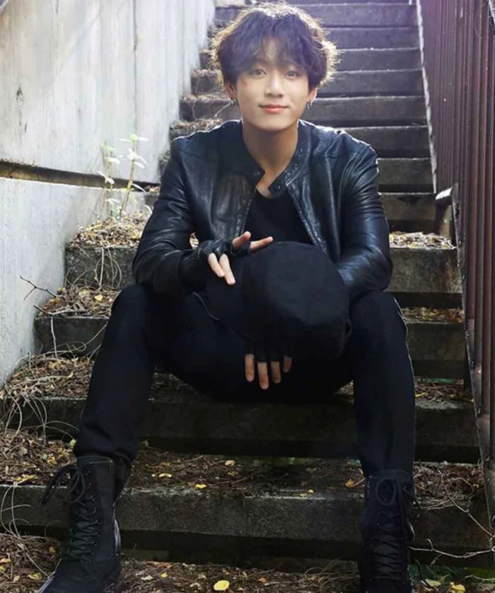 Jeon Jung-kook Black Slim Fit Jacket – Premium Genuine Leather Jacket