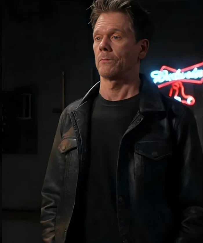 Kevin Bacon The Bondsman 2025 Hub Halloran Black Leather Jacket