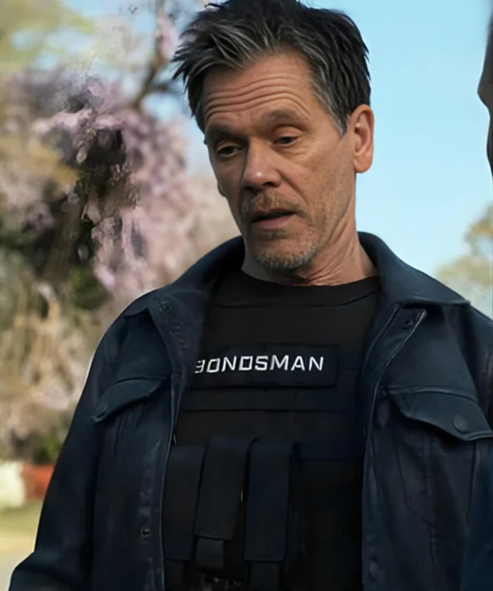 Kevin Bacon The Bondsman 2025 Hub Halloran Black Leather Jacket
