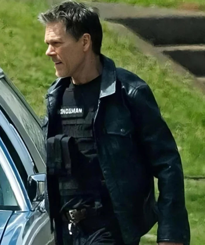 Kevin Bacon The Bondsman 2025 Hub Halloran Black Leather Jacket