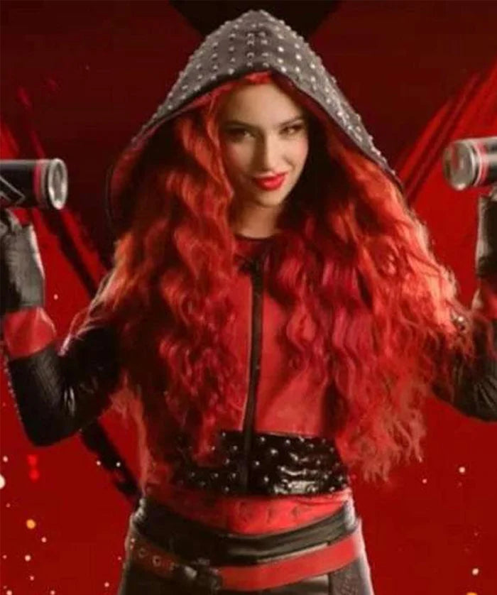 Hollywood Jackets Kylie Cantrall Descendants The Rise of Red 2024 Hooded Leather Jacket