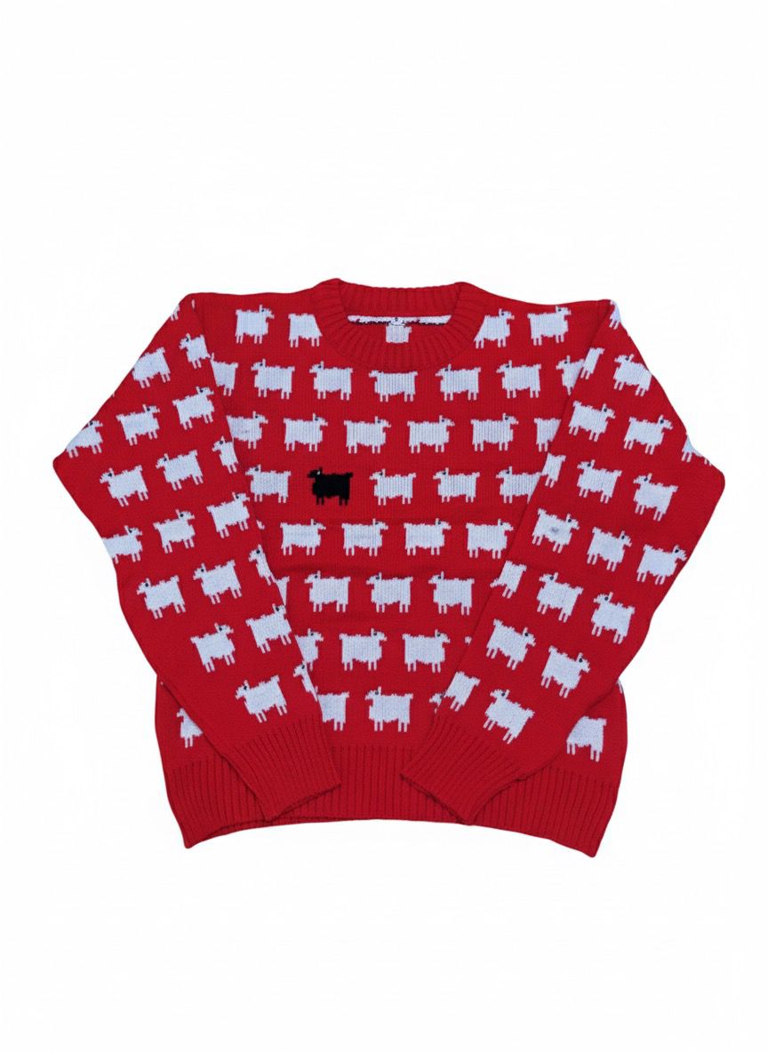 Hollywood Jacket Princess Diana Black Sheep Red Wool Sweater