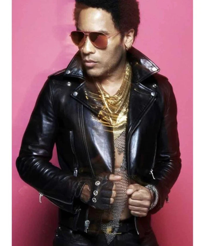 Lenny Kravitz Inspired Black Motorcycle Leather Jacket