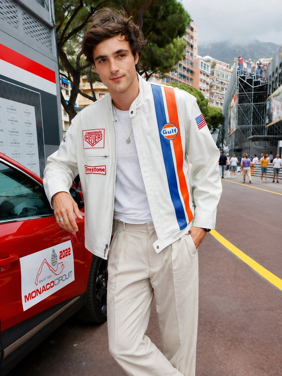 Jacob Elordi Monaco Grand Prix Leather Jacket | Hollywood Jackets