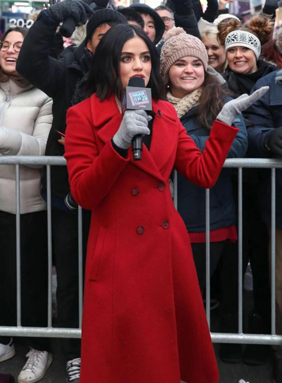 Hollywood Jackets Lucy Hale Christmas Red Wool Trench Coat