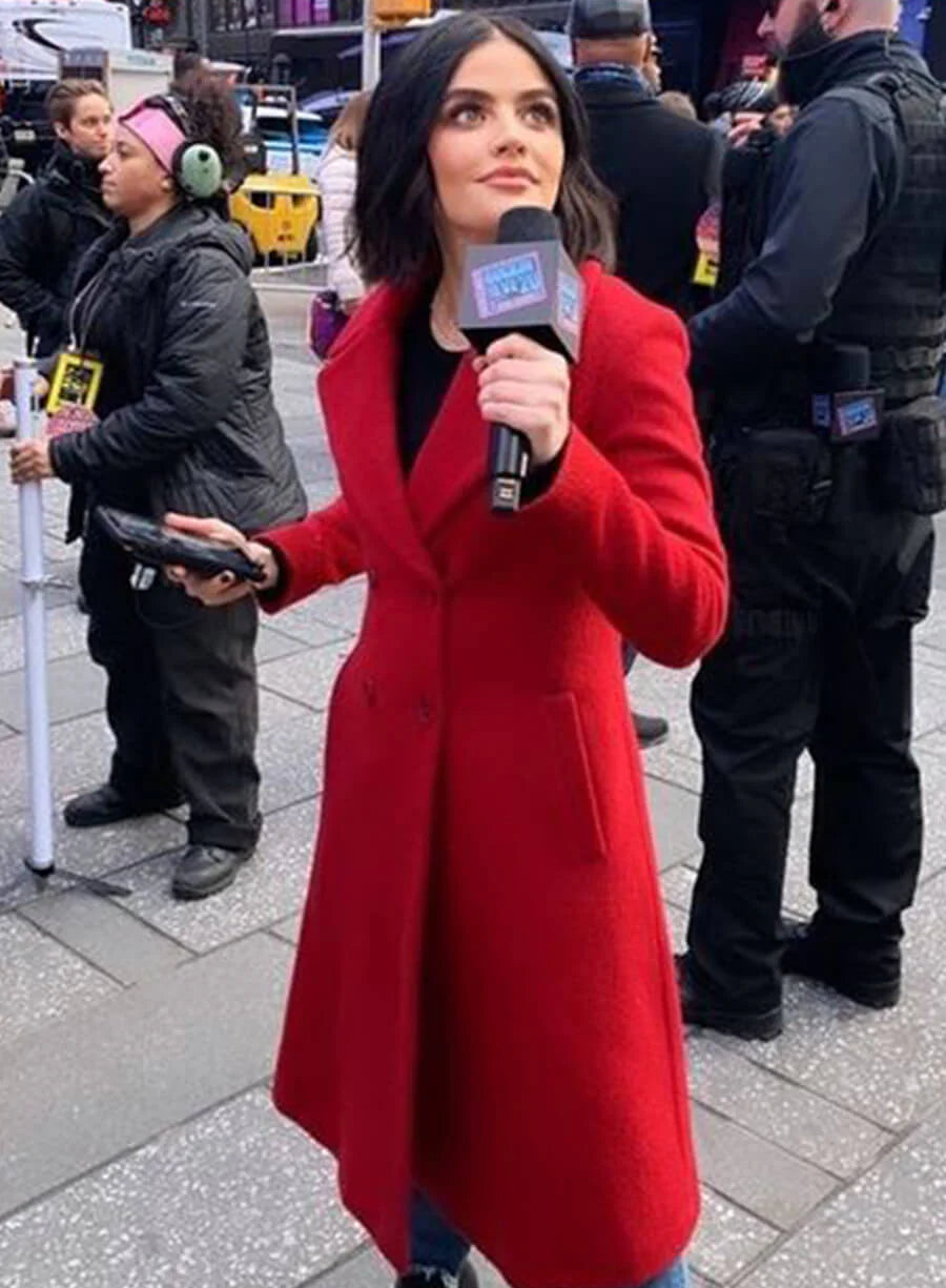 Hollywood Jackets Lucy Hale Christmas Red Wool Trench Coat
