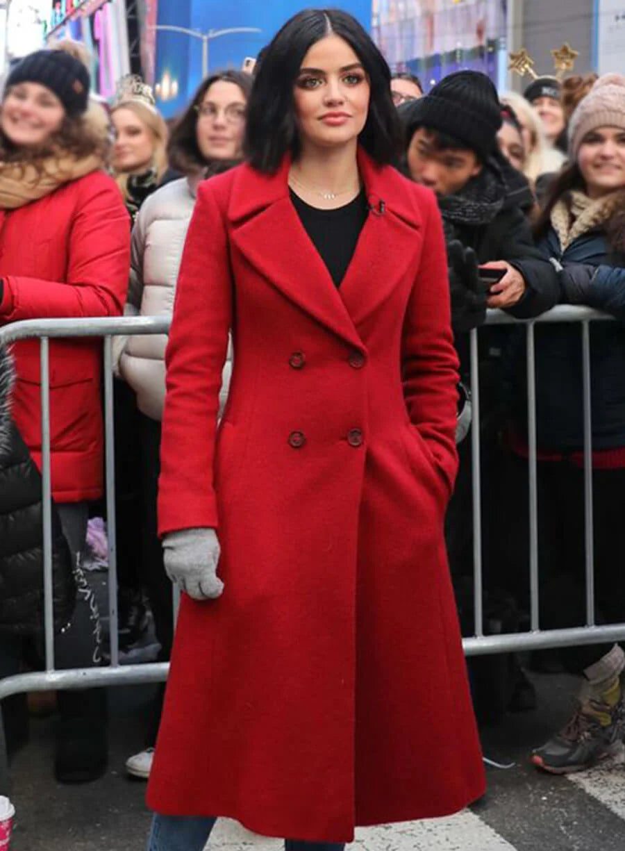 Hollywood Jackets Lucy Hale Christmas Red Wool Trench Coat