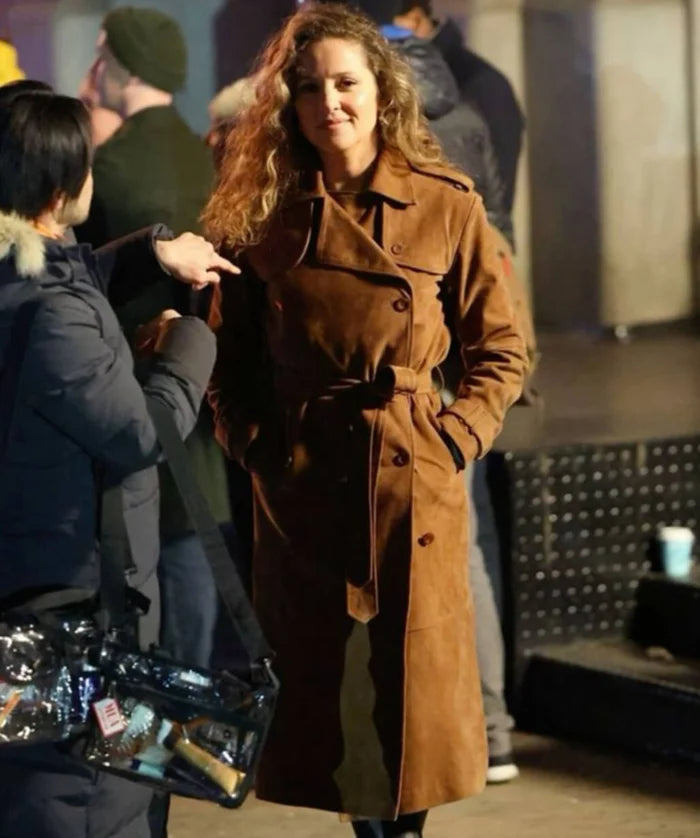 Hollywood Jackets Margarita Levieva Daredevil: Born Again 2025 Brown Suede Coat