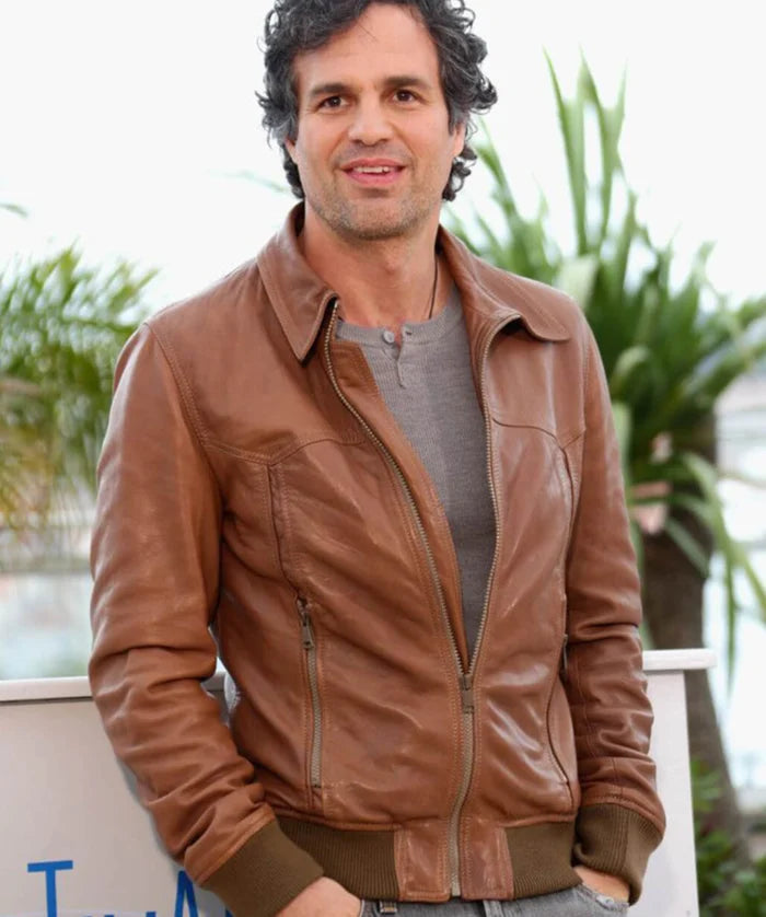 Men’s Brown Leather Jacket – Mark Ruffalo Style