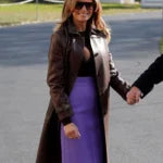 Melania Trump Brown Leather Coat