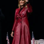 Melania Trump Red Leather Trench Coat