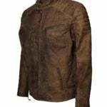 Men’s Distressed Cafe Racer Leather Jacket