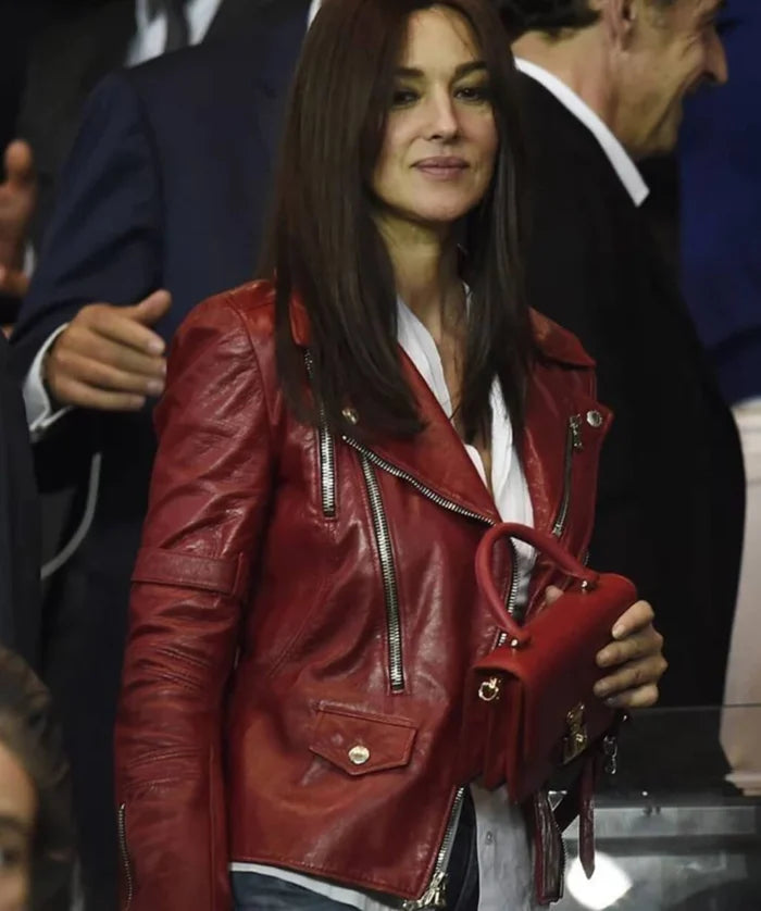 Hollywood Jackets Monica Bellucci Inspired Biker Leather Jacket