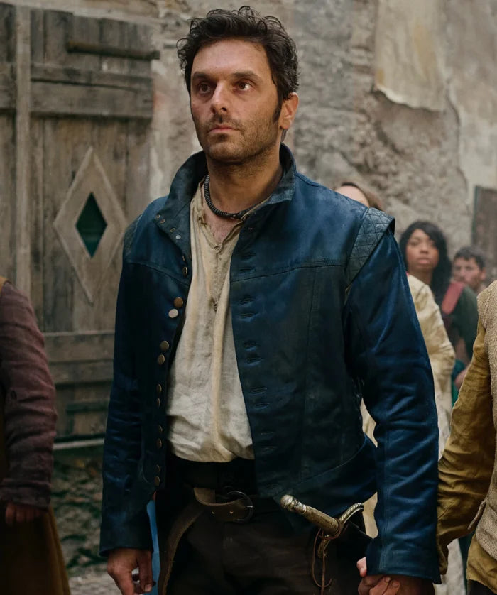 Néro the Assassin 2025 Pio Marmaï Blue Leather Jacket