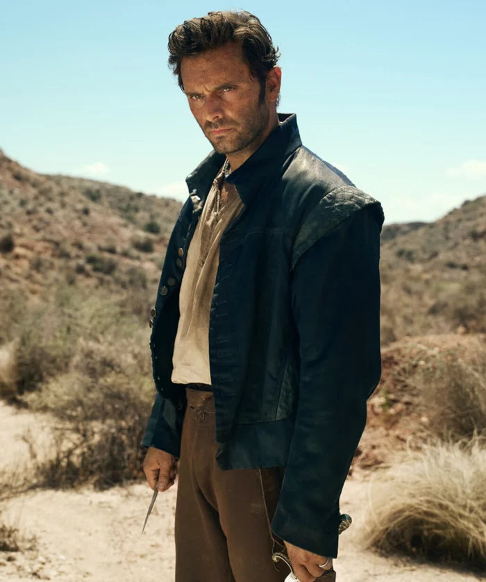 Néro the Assassin 2025 Pio Marmaï Blue Leather Jacket