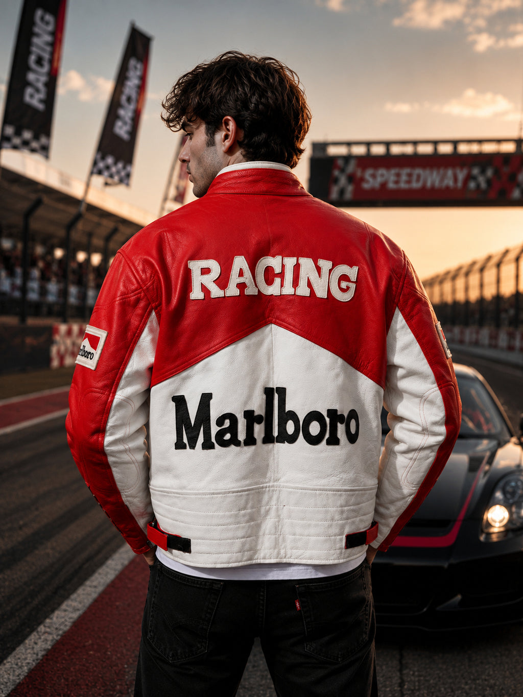 Marlboro Unisex  Racing Leather Jacket | Hollywood Jackets
