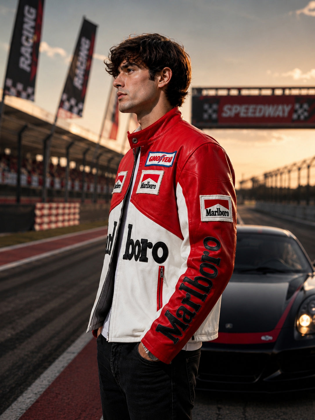 Hollywood Jackets Unisex Marlboro Racing Leather Jacket
