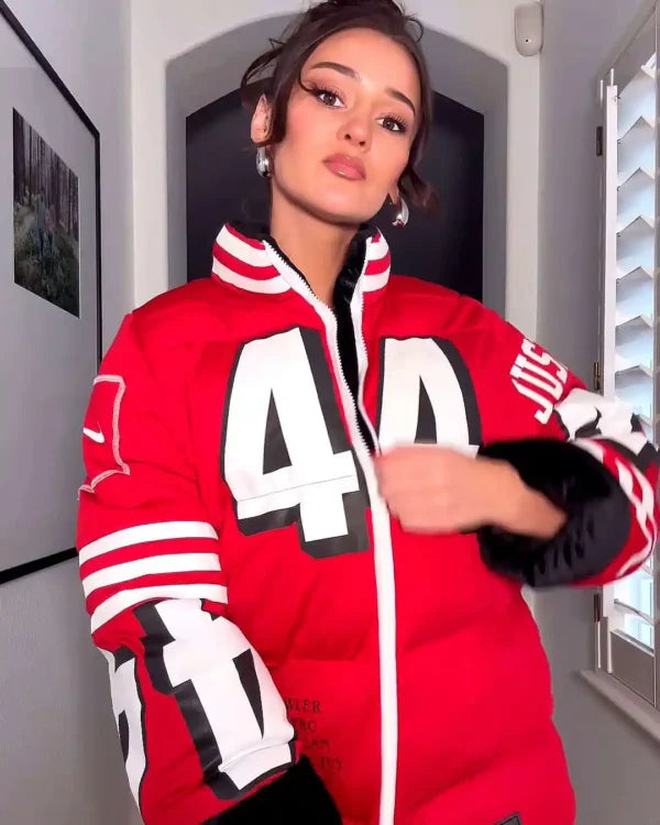 Hollywood Jackets Kristin Juszczyk 44 Red Puffer Jacket