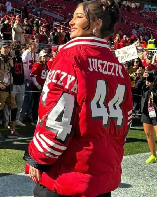 Hollywood Jackets Kristin Juszczyk 44 Red Puffer Jacket