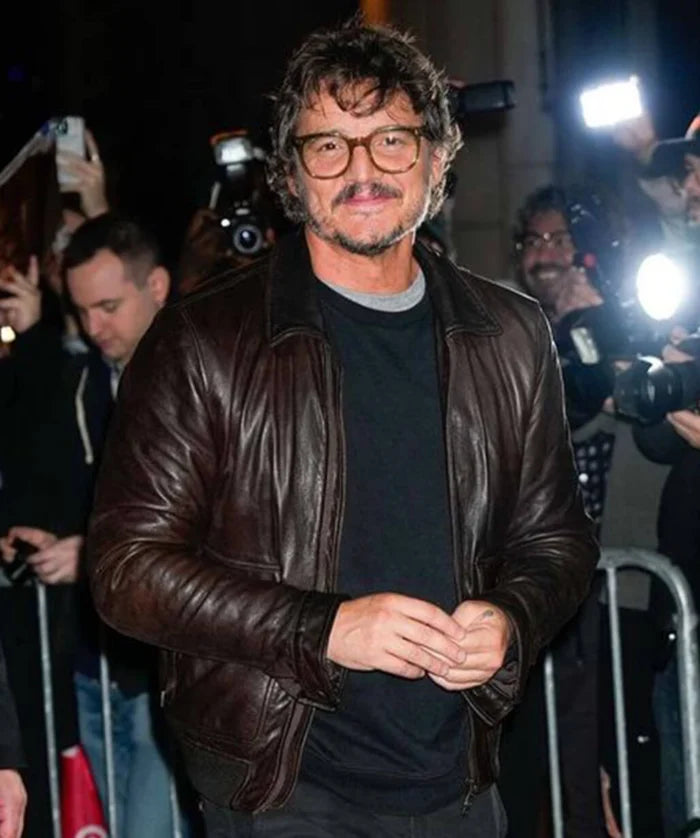 Pedro Pascal Brown Leather Jacket