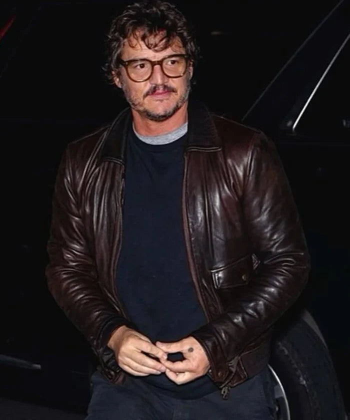 Pedro Pascal Brown Leather Jacket