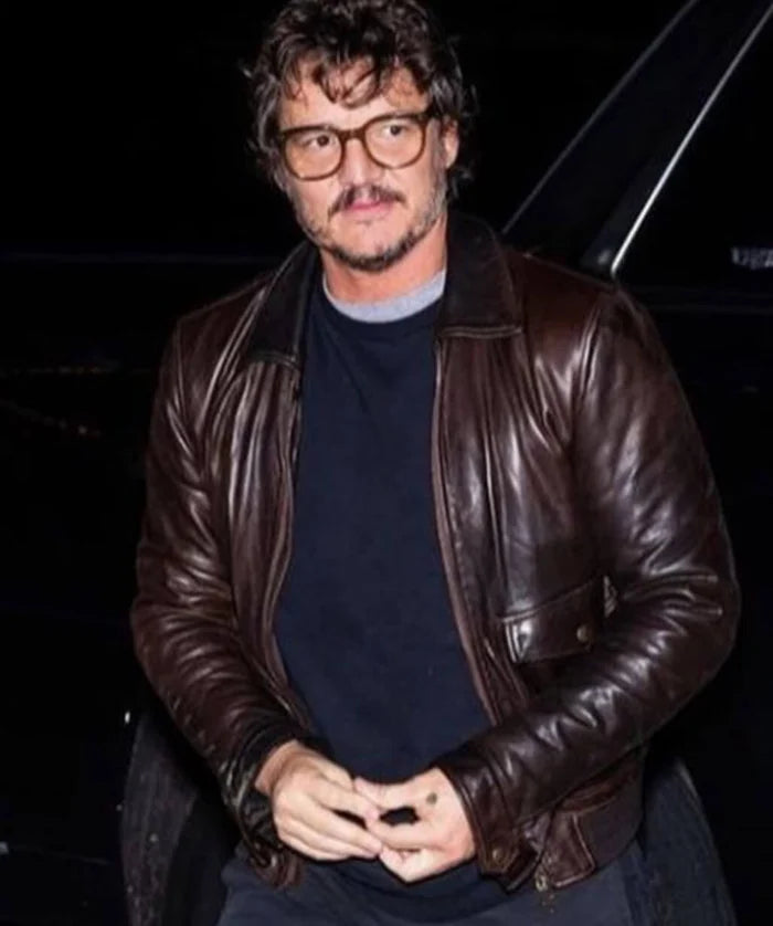 Pedro Pascal Brown Leather Jacket