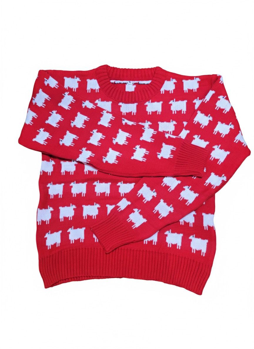 Hollywood Jacket Princess Diana Black Sheep Red Wool Sweater