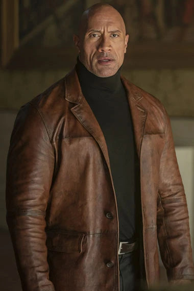 Hollywood Jackets The Rock Red Notice Brown Leather Coat