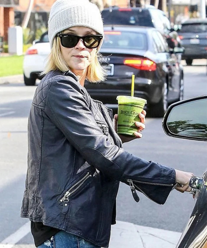 Hollywood Jackets Reese Witherspoon Inspired Black Leather Jacket