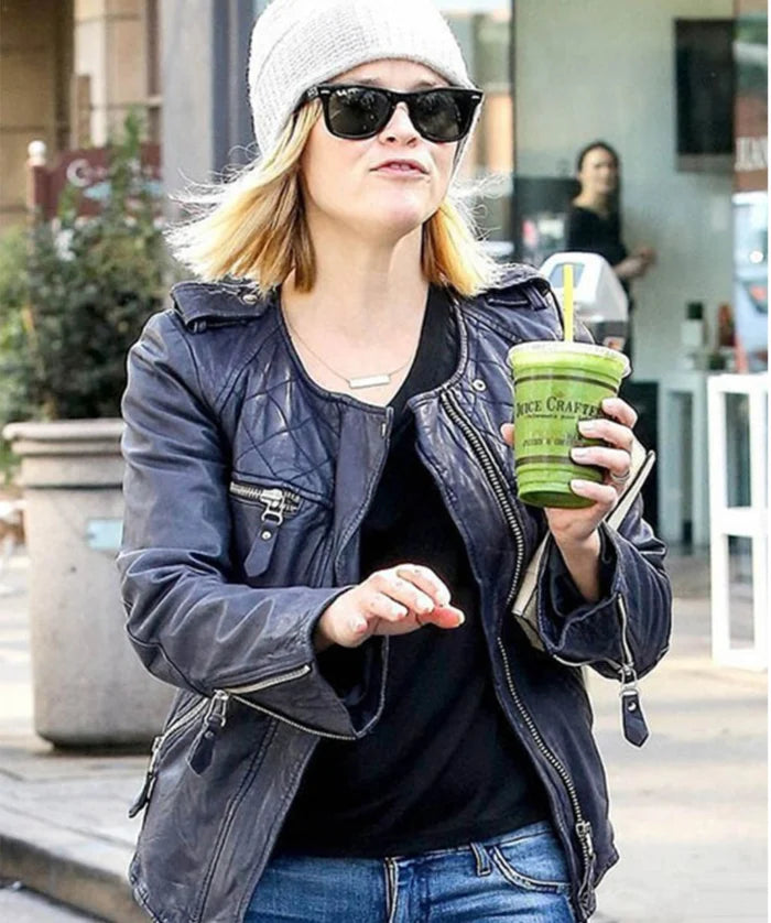 Hollywood Jackets Reese Witherspoon Inspired Black Leather Jacket
