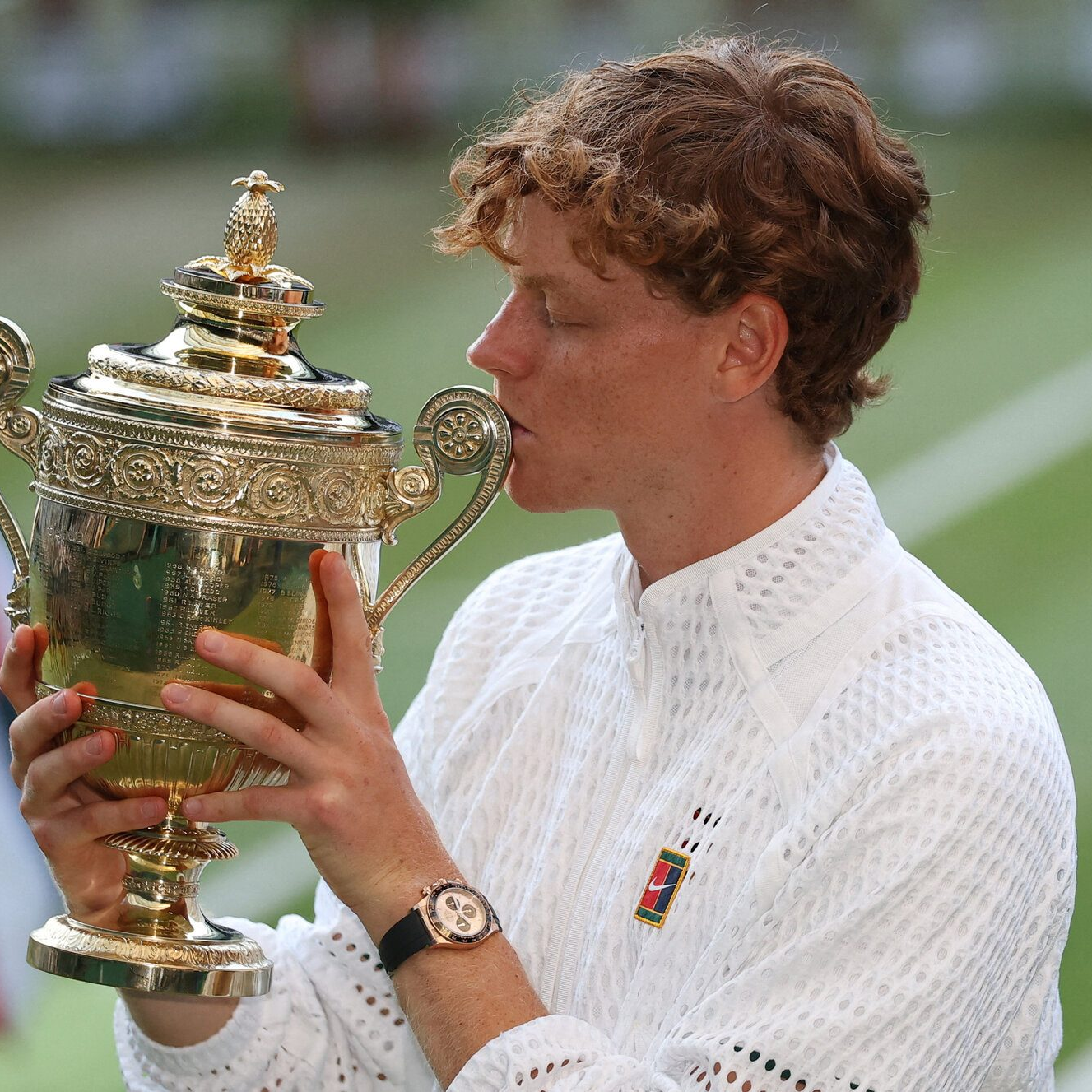 Premium White Knit Zip Jacket – Tennis Champion Inspired Edition