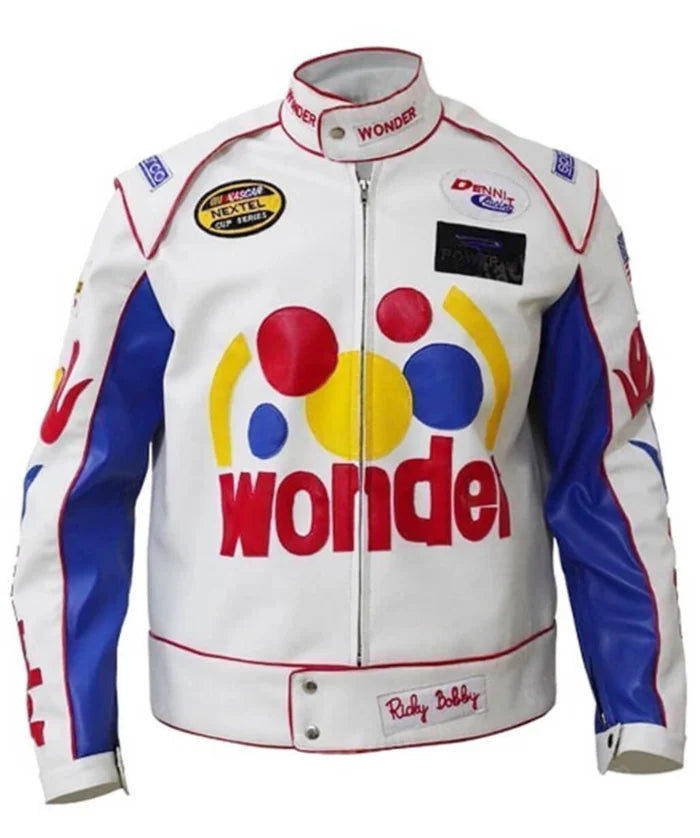 Ricky Bobby Wonder White Leather Jacket