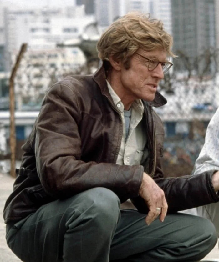 Robert Redford Spy Game 2001 Brown Leather Jacket