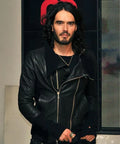 Russell Brand Black Biker Leather Jacket