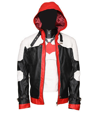 Gamer Style Red Hood Leather Costume Jacket